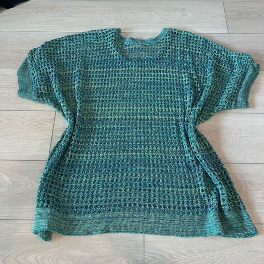 Catherines Womens Sweater 2X Plus Green Beachy Slouchy Coastal Cover‎ up